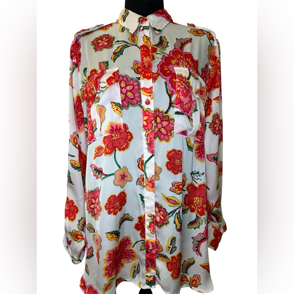 Jones New York‎ Floral Button-Down Blouse - Size L